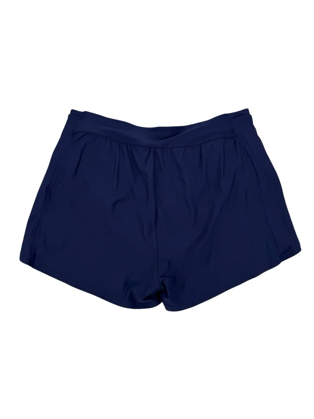 Lands End Swim Shorts Womens Size 18 Navy Blue Lined Stretch Pockets Flowy